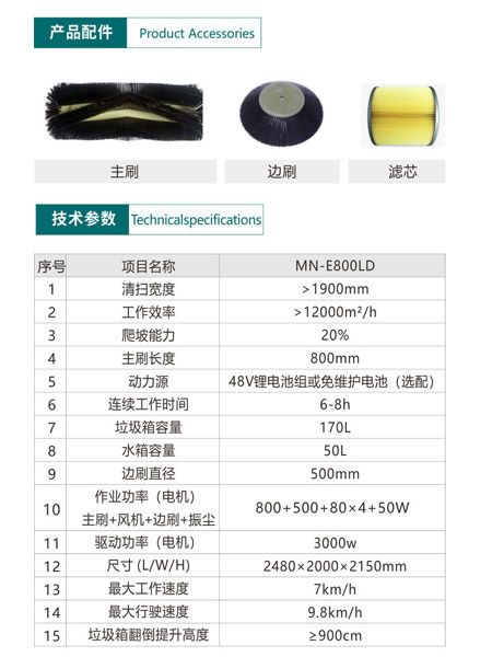新型全封闭自卸式尖扎扫地机MN-E800LD
